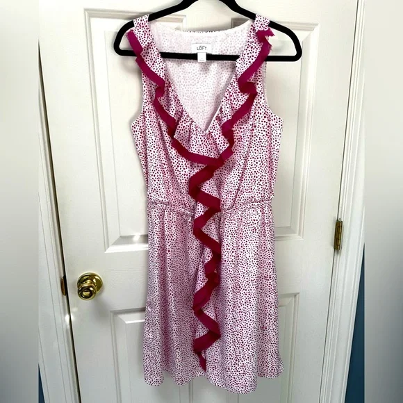 loft pink polka dot dress LOFT Pink Polka Dot Dress